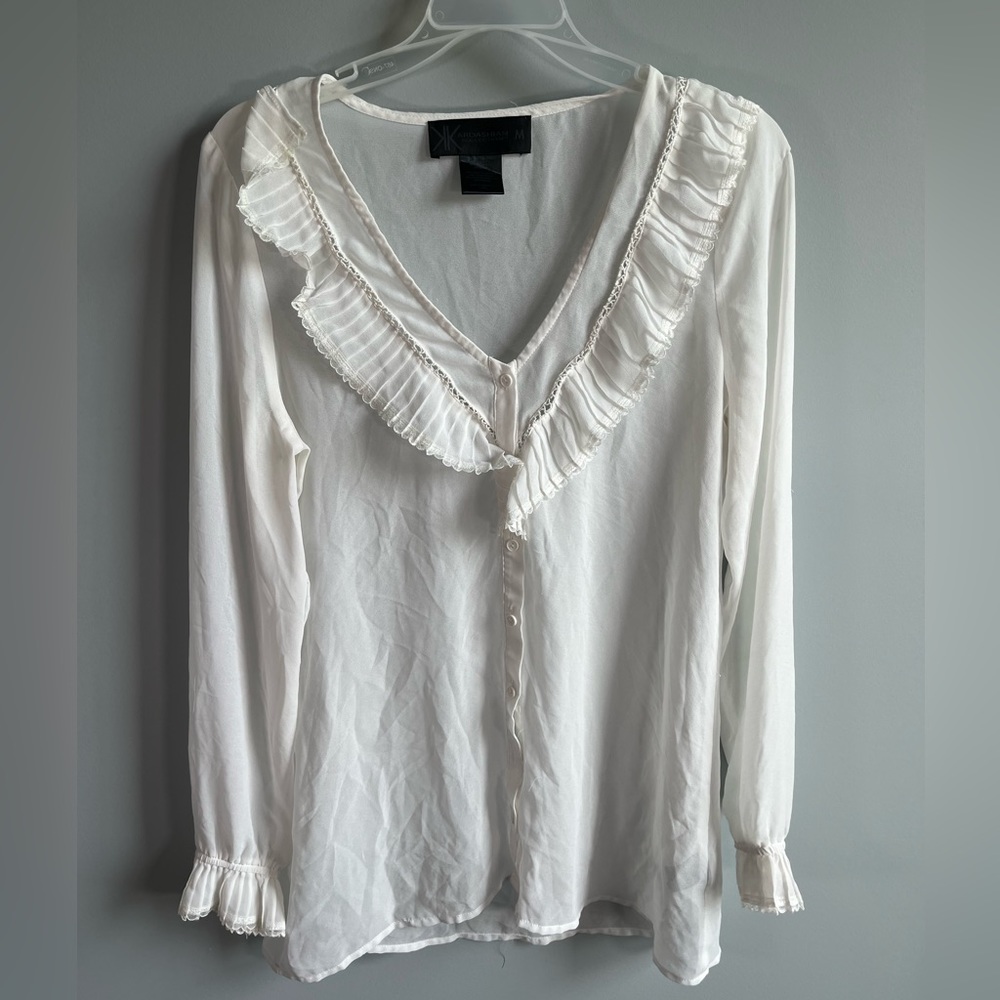 Kardashian Kollection White Sheer Top Size M